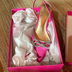 Lilly Pulitzer Ryley Slingback Heels with Rhinestone Bow